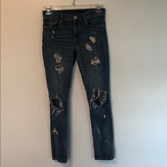 Express mid rise destroyed jeans -regular length